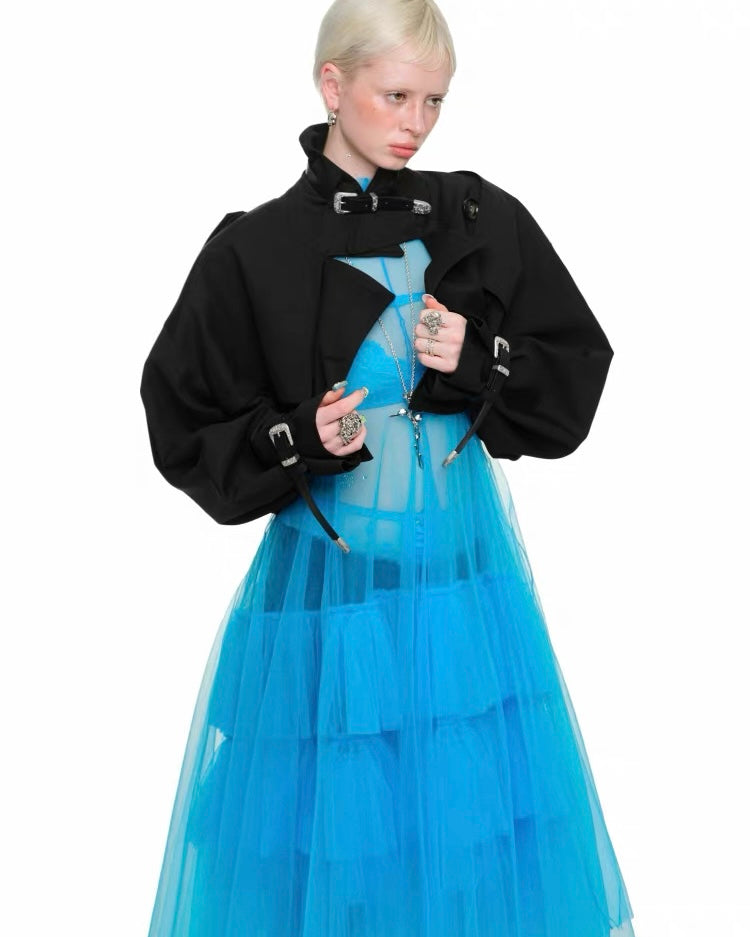 Belted Ultra-Cropped Trench Jacket