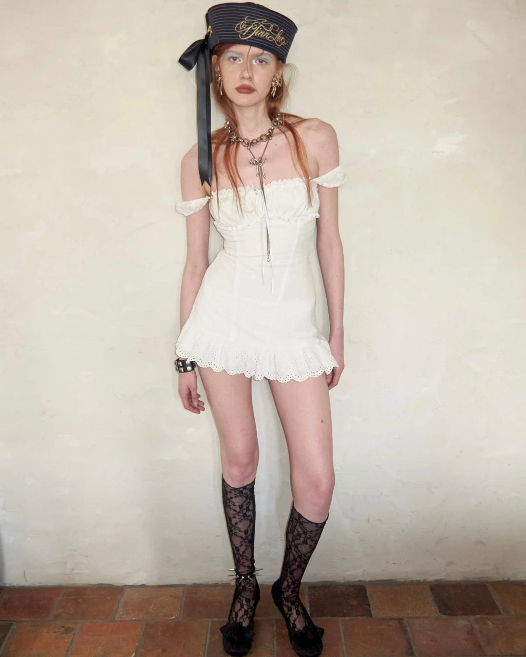 Cotton Eyelet Corset Mini Dress