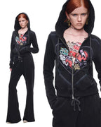Snoopy Heart-Print Zip Hoodie & Flare Sweatpants Set