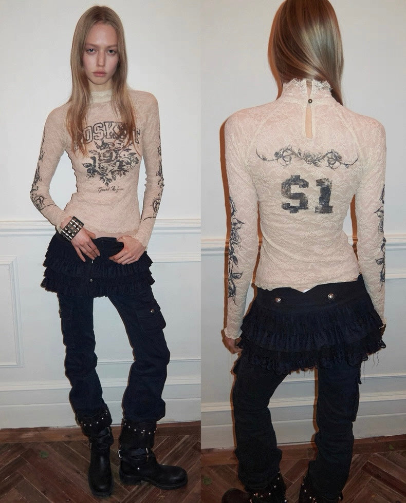 ROSKNT Lace Long-Sleeve