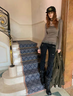Mesh Lace Slim Long Sleeve