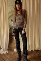 Mesh Lace Slim Long Sleeve