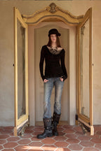 Mesh Lace Slim Long Sleeve