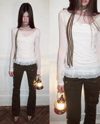Mesh Lace Slim Long Sleeve