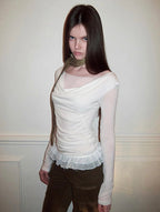 Mesh Lace Slim Long Sleeve