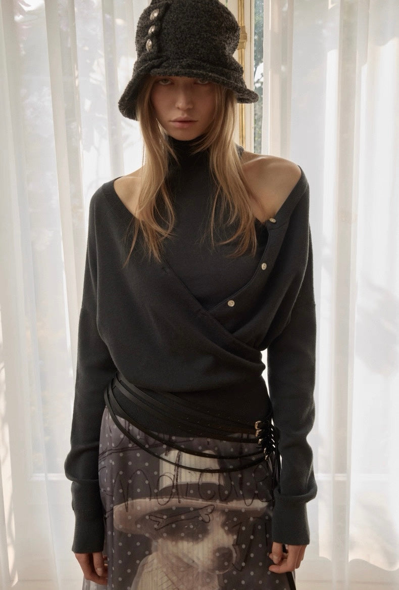 Two-Piece Turtleneck Cardigan