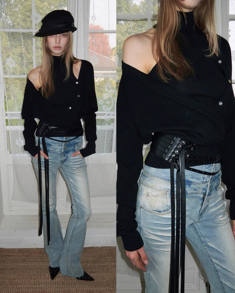 Two-Piece Turtleneck Cardigan