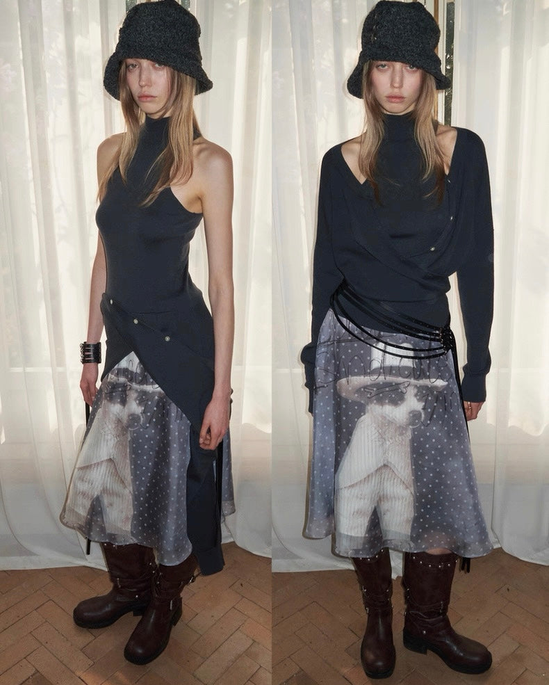 Two-Piece Turtleneck Cardigan