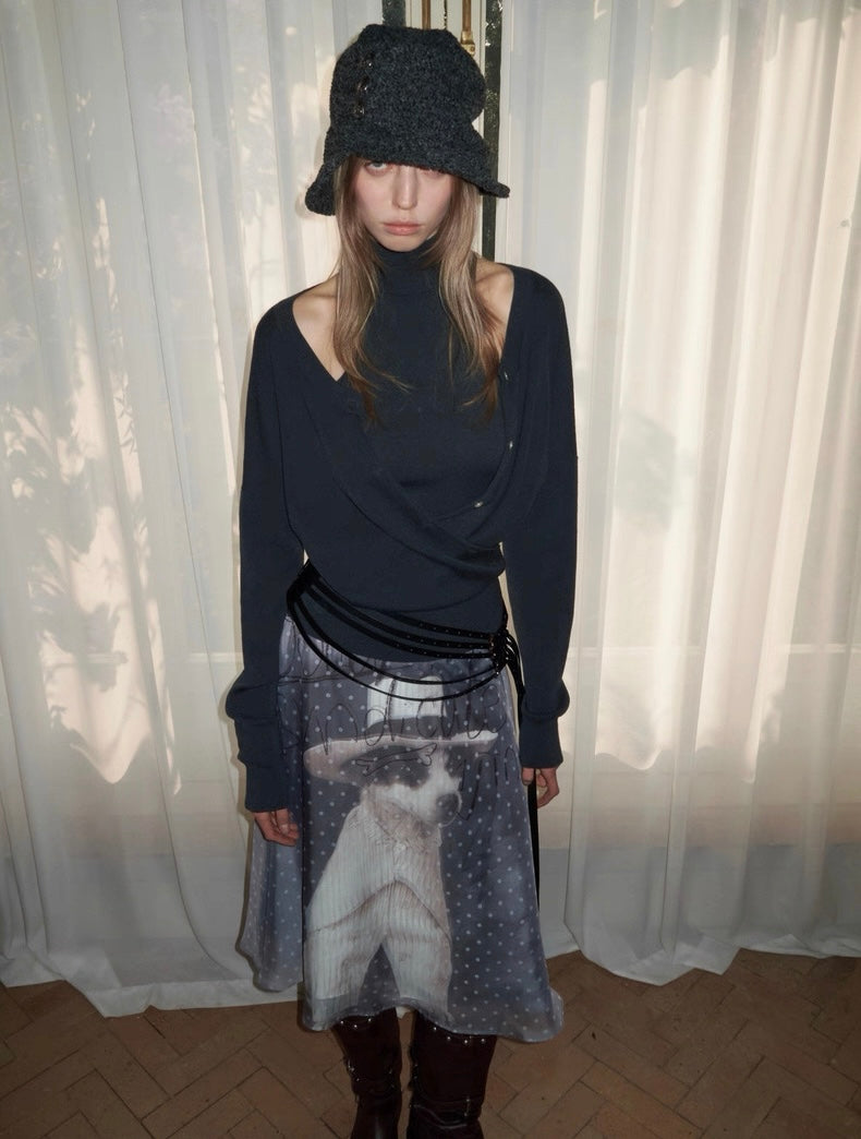 Two-Piece Turtleneck Cardigan