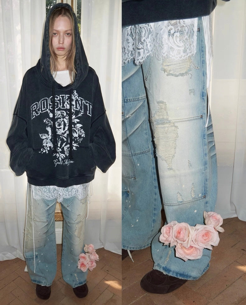 Washed Out Split Oversize Jeans