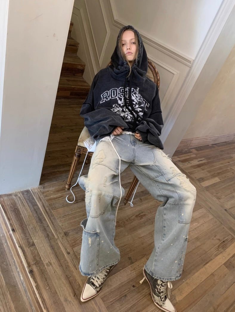 Washed Out Split Oversize Jeans