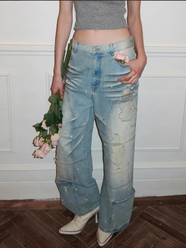 Washed Out Split Oversize Jeans