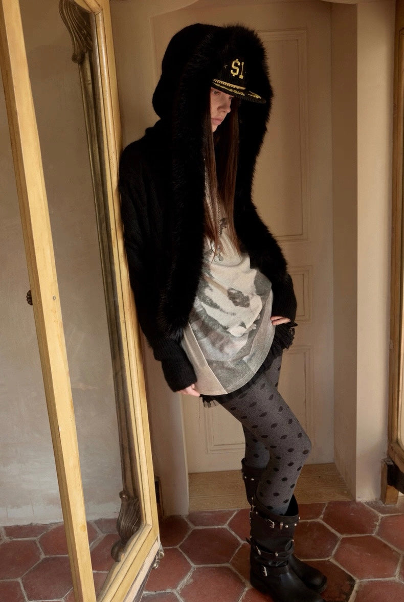 Mohair Shawl Pocket Cardigan