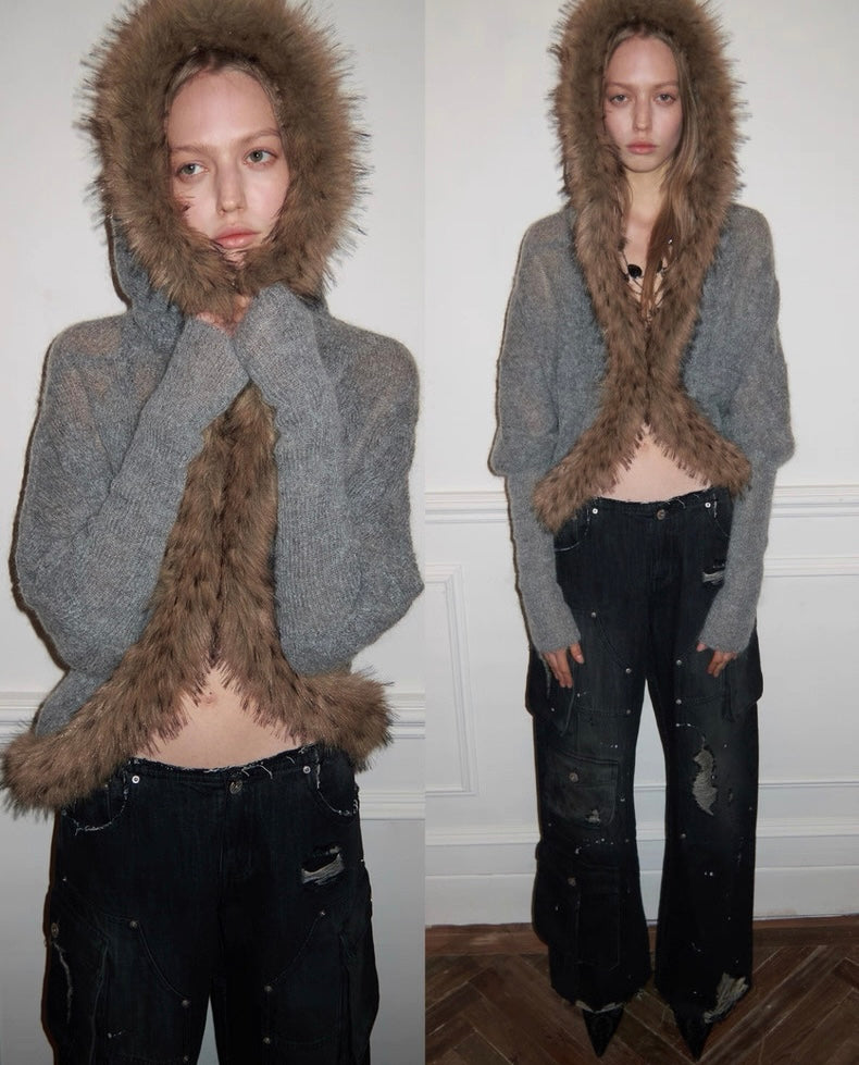 Mohair Shawl Pocket Cardigan