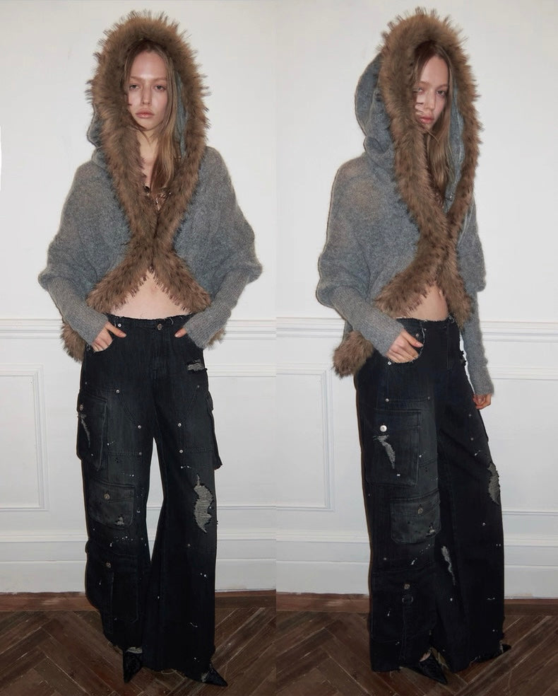 Mohair Shawl Pocket Cardigan