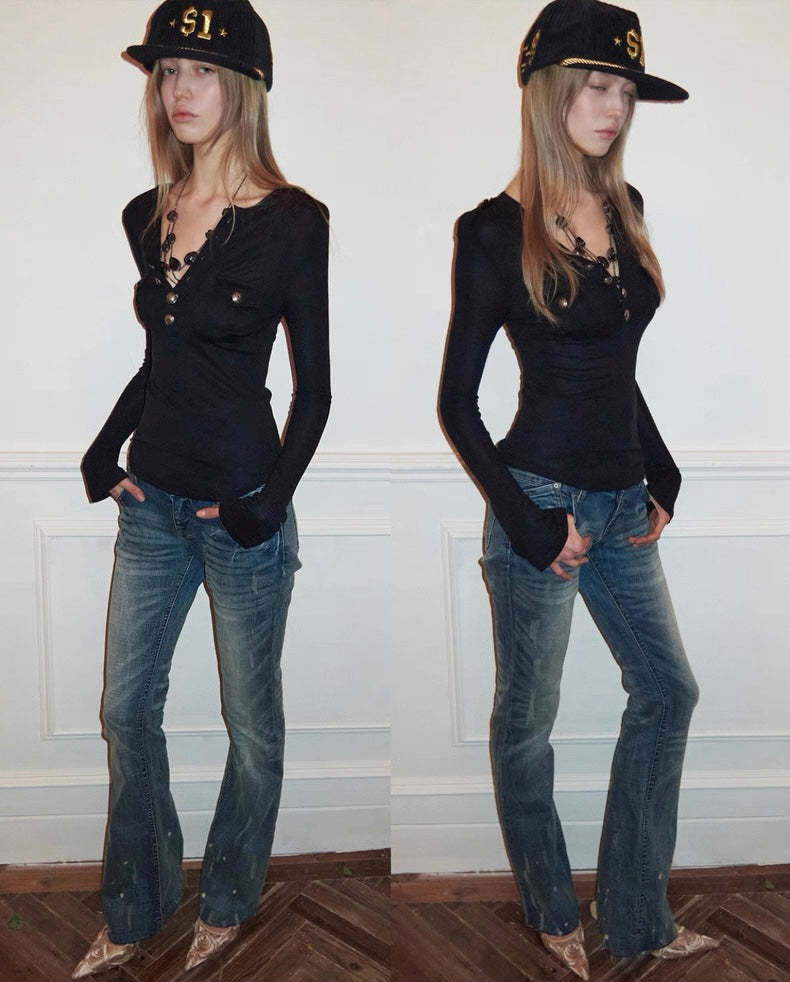Buttoned Retro Pocket Shirt