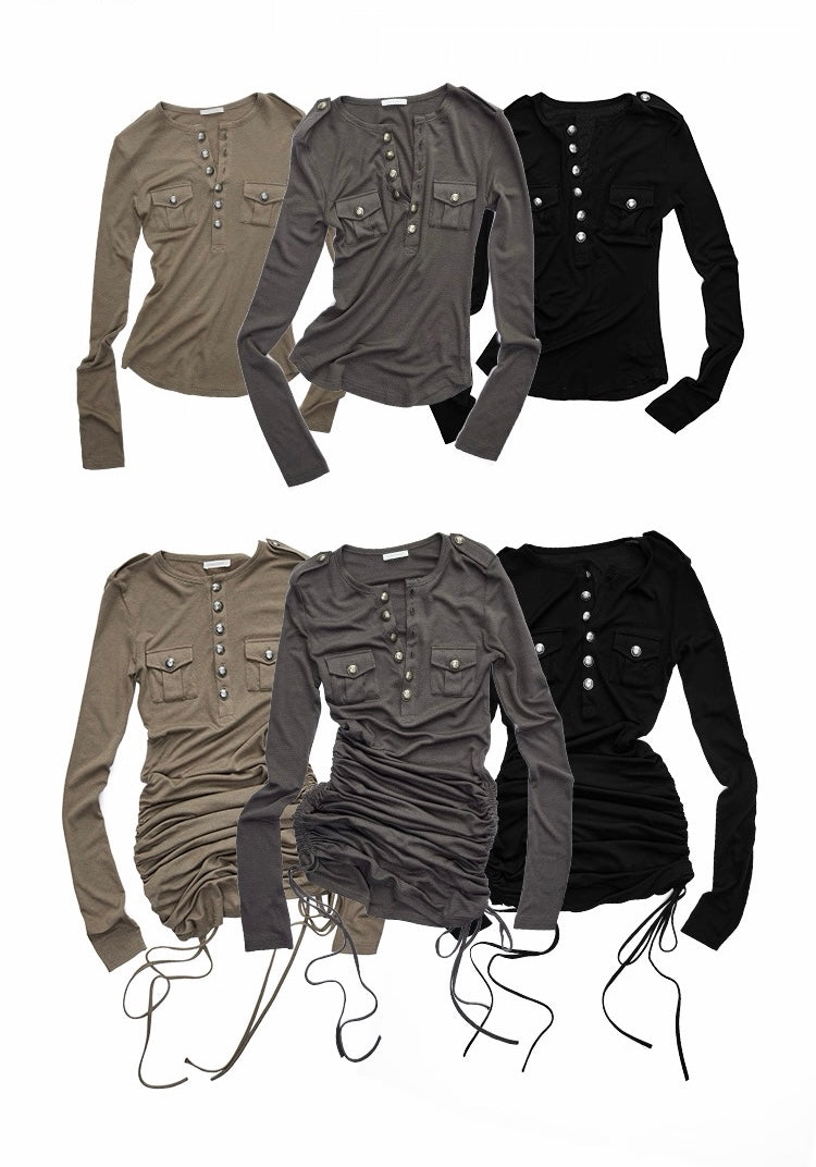 Buttoned Retro Pocket Shirt