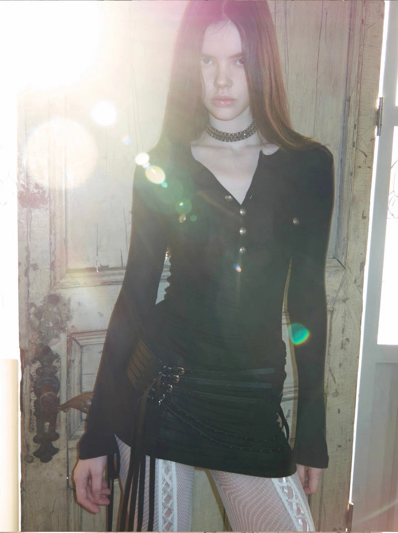 Buttoned Retro Pocket Shirt