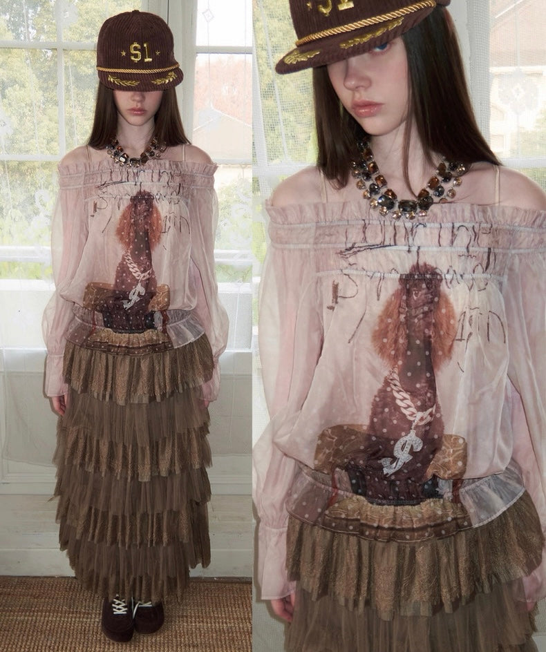 Unique Print Dog Blouse
