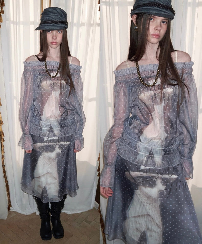 Unique Print Dog Blouse